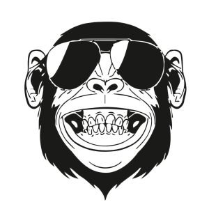 Funny monkey graphic t-shirt, Grinning monkey sunglasses tee, Quirky animal t-shirt design, Cool monkey print t-shirt, Unique graphic tee for men and women, Soft cotton t-shirt with monkey design, Trendy animal-themed clothing, Playful monkey t-shirt for teens
