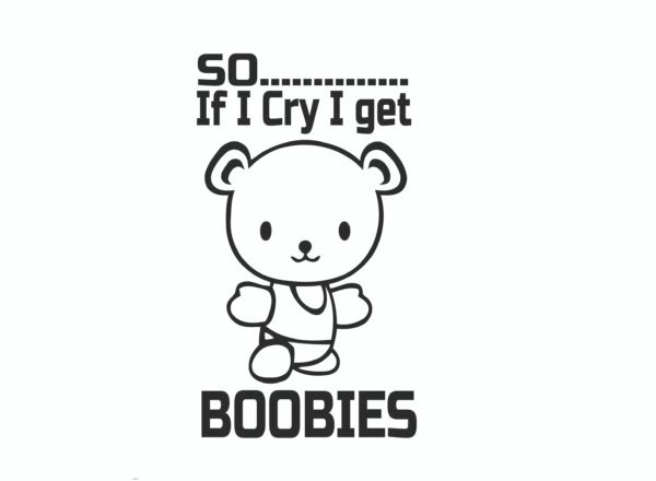 Funny baby grow, Cute baby graphic onesie, Baby grow with humorous text, "So If I Cry I Get Boobies" baby outfit, Unique baby clothing, Baby gift ideas, Comfortable cotton baby grow, Cheeky baby outfit