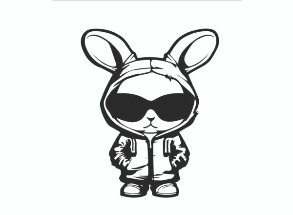 Cool Bunny T-Shirt, Hoodie Bunny Graphic Tee, Stylish Animal Shirt, Trendy Streetwear T-Shirt, Cute Bunny Hoodie Shirt, Edgy Bunny Design, Unique Animal Tee, Unisex Casual T-Shirt